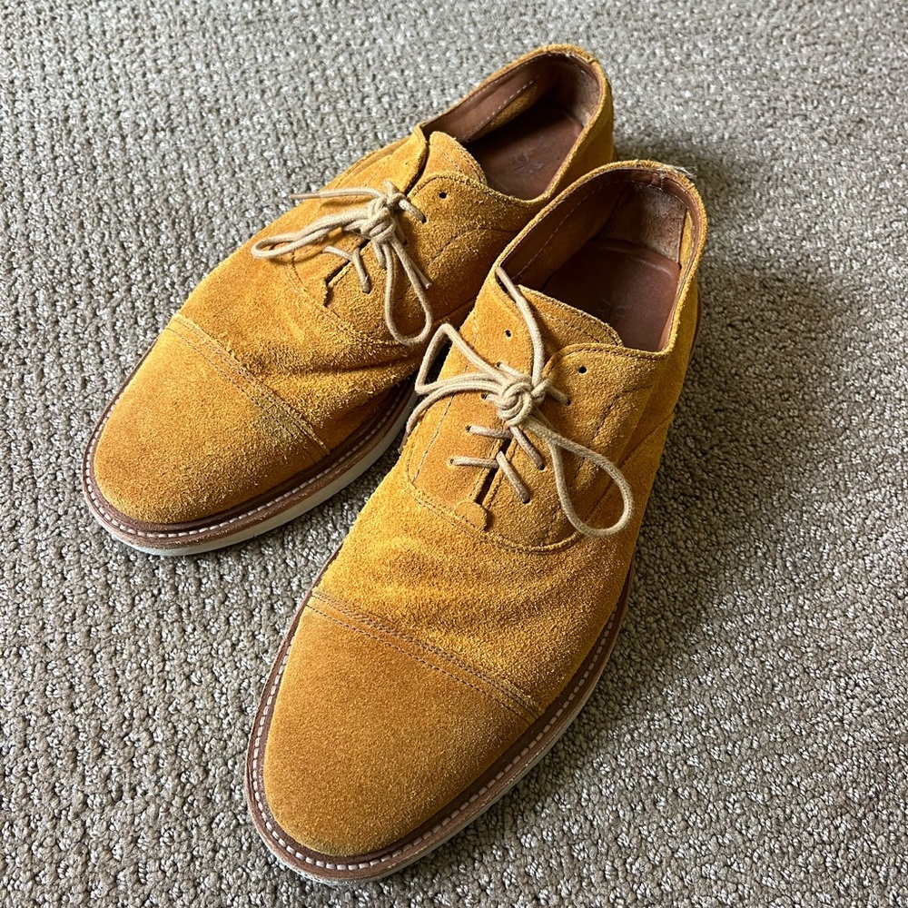 Frye Men's Suede Oxford Shoes, Mustard Yellow, Size 10